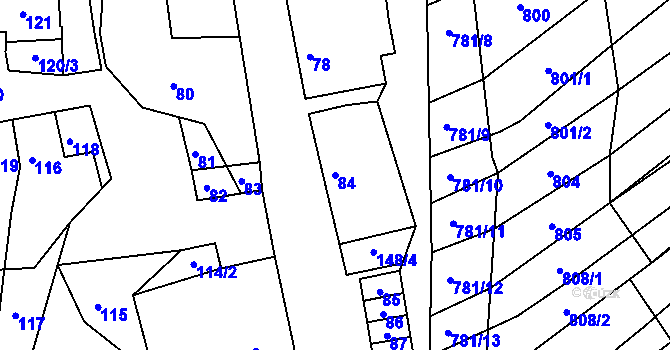 Parcela st. 84 v KÚ Nížkovice, Katastrální mapa