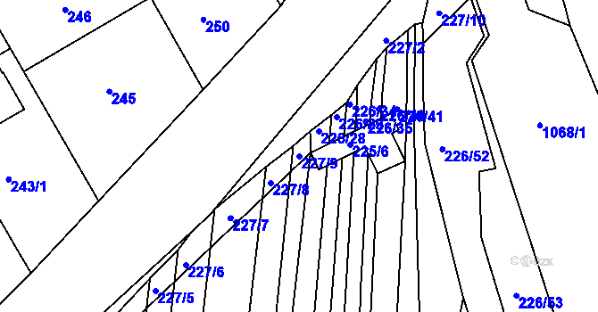 Parcela st. 227/9 v KÚ Nížkovice, Katastrální mapa