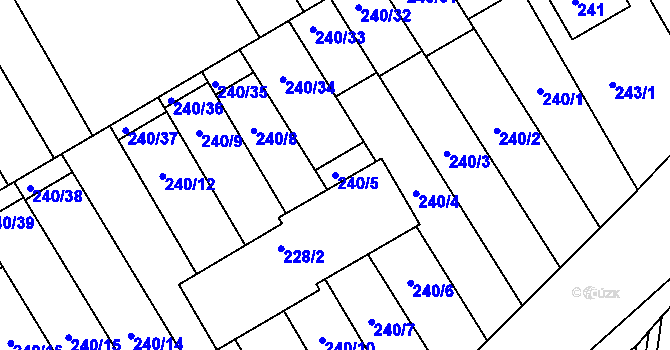 Parcela st. 240/5 v KÚ Nížkovice, Katastrální mapa