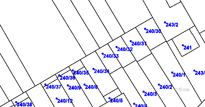 Parcela st. 240/33 v KÚ Nížkovice, Katastrální mapa