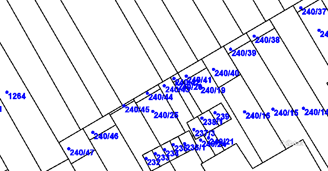Parcela st. 240/43 v KÚ Nížkovice, Katastrální mapa