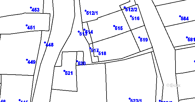 Parcela st. 518 v KÚ Nížkovice, Katastrální mapa