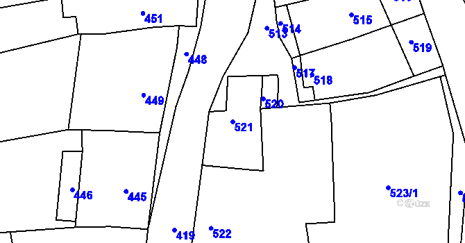 Parcela st. 521 v KÚ Nížkovice, Katastrální mapa