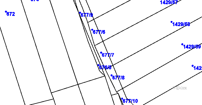 Parcela st. 677/7 v KÚ Nížkovice, Katastrální mapa