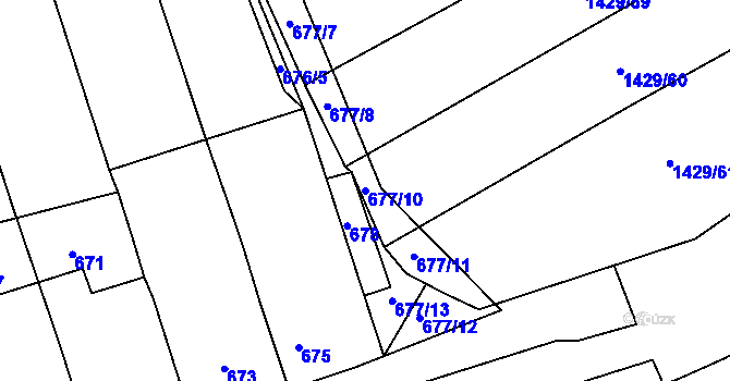 Parcela st. 677/10 v KÚ Nížkovice, Katastrální mapa