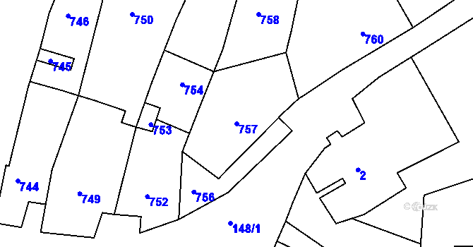 Parcela st. 757 v KÚ Nížkovice, Katastrální mapa