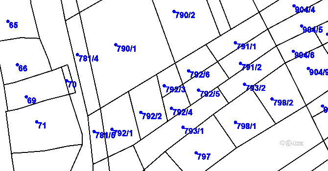 Parcela st. 792/3 v KÚ Nížkovice, Katastrální mapa