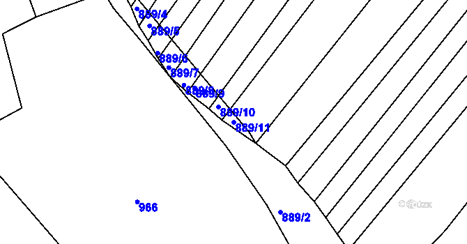 Parcela st. 889/11 v KÚ Nížkovice, Katastrální mapa