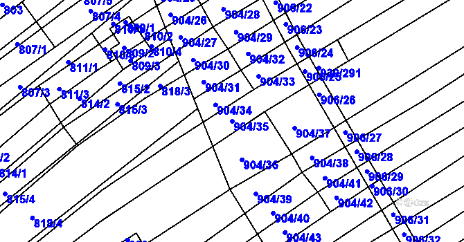 Parcela st. 904/35 v KÚ Nížkovice, Katastrální mapa