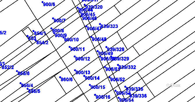 Parcela st. 906/49 v KÚ Nížkovice, Katastrální mapa