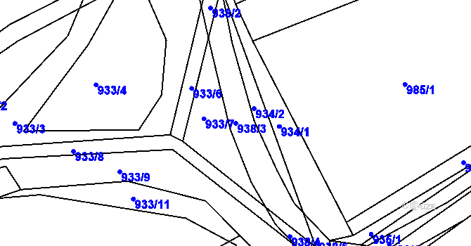 Parcela st. 938/3 v KÚ Nížkovice, Katastrální mapa