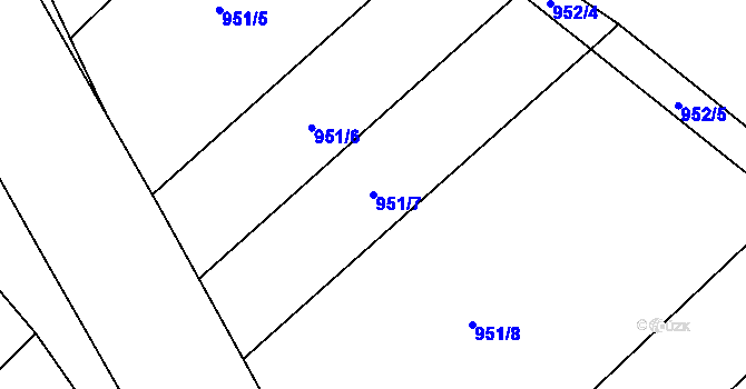 Parcela st. 951/7 v KÚ Nížkovice, Katastrální mapa
