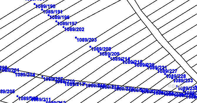 Parcela st. 1089/209 v KÚ Nížkovice, Katastrální mapa
