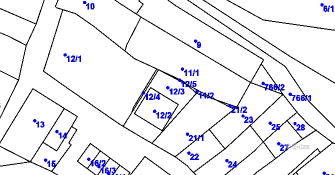 Parcela st. 12/3 v KÚ Nížkovice, Katastrální mapa