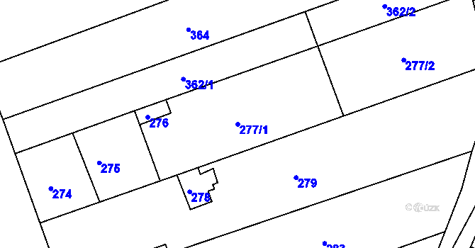 Parcela st. 277/1 v KÚ Nížkovice, Katastrální mapa