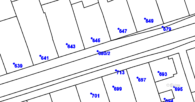 Parcela st. 680/2 v KÚ Nížkovice, Katastrální mapa