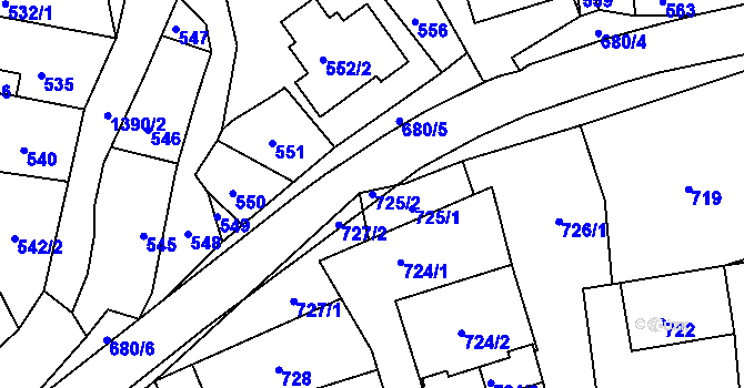 Parcela st. 725/2 v KÚ Nížkovice, Katastrální mapa
