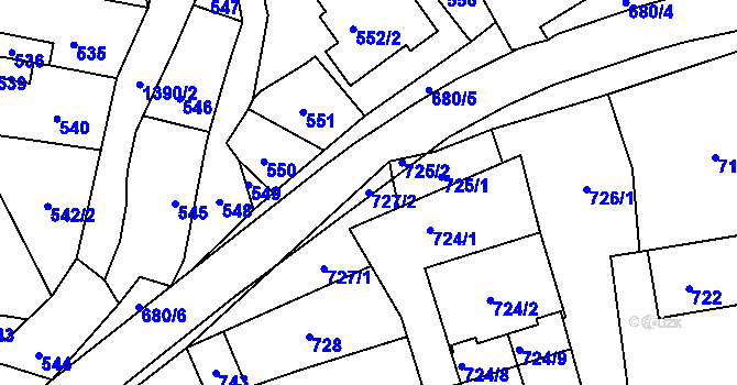 Parcela st. 727/2 v KÚ Nížkovice, Katastrální mapa