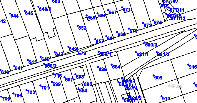 Parcela st. 680/1 v KÚ Nížkovice, Katastrální mapa