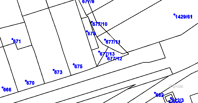 Parcela st. 677/13 v KÚ Nížkovice, Katastrální mapa