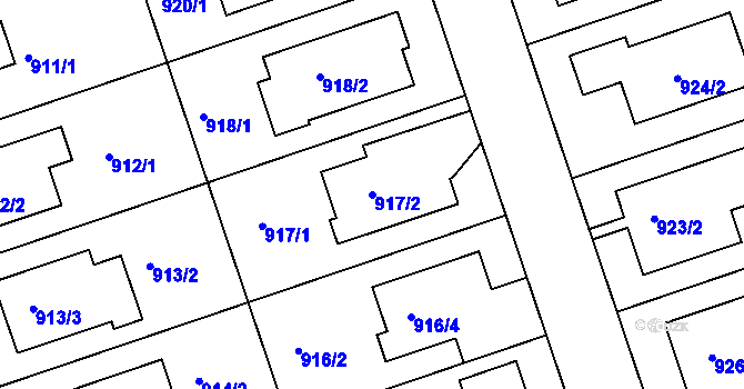 Parcela st. 917/2 v KÚ Nížkovice, Katastrální mapa