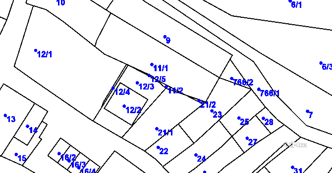 Parcela st. 11/2 v KÚ Nížkovice, Katastrální mapa