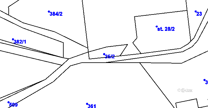 Parcela st. 25/2 v KÚ Trhavice, Katastrální mapa