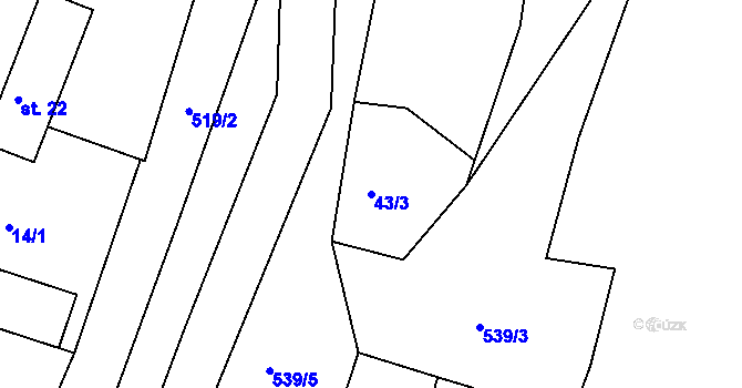 Parcela st. 43/3 v KÚ Trhavice, Katastrální mapa