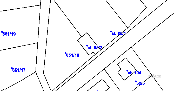Parcela st. 85/2 v KÚ Libovice, Katastrální mapa