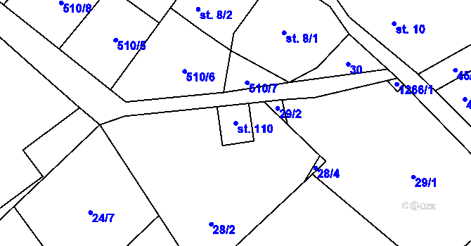 Parcela st. 110 v KÚ Libovice, Katastrální mapa