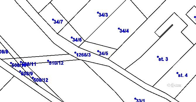 Parcela st. 34/5 v KÚ Libovice, Katastrální mapa