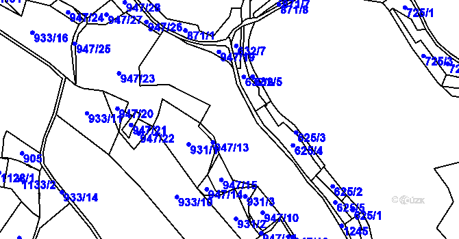 Parcela st. 947 v KÚ Libovice, Katastrální mapa