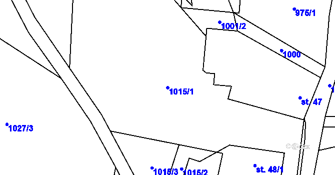 Parcela st. 1015/1 v KÚ Libovice, Katastrální mapa