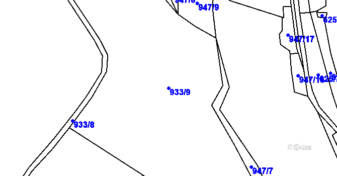 Parcela st. 933/9 v KÚ Libovice, Katastrální mapa