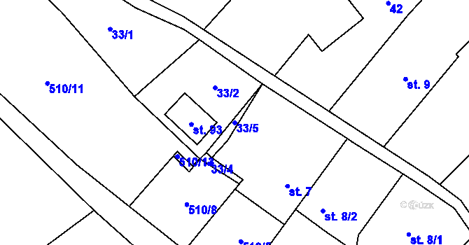 Parcela st. 33/5 v KÚ Libovice, Katastrální mapa