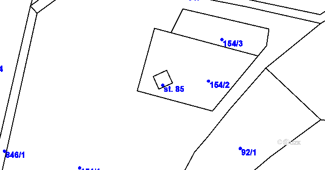 Parcela st. 85 v KÚ Nosálov, Katastrální mapa