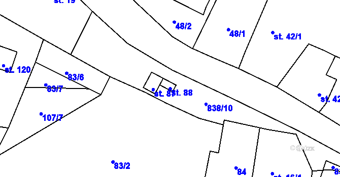 Parcela st. 88 v KÚ Nosálov, Katastrální mapa