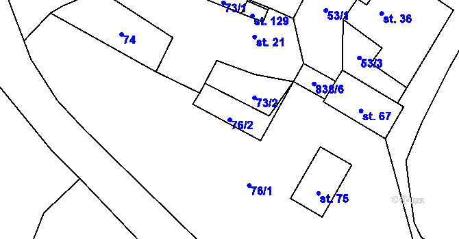Parcela st. 76/2 v KÚ Nosálov, Katastrální mapa