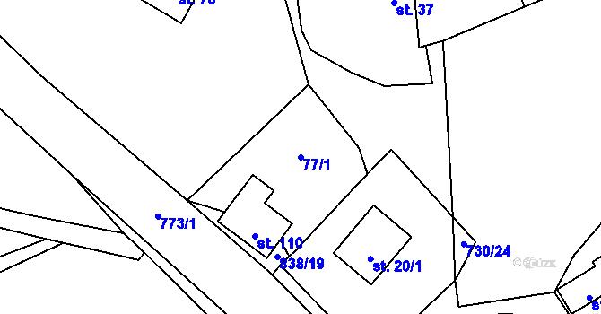 Parcela st. 77/1 v KÚ Nosálov, Katastrální mapa