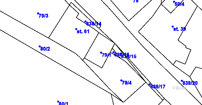 Parcela st. 79/1 v KÚ Nosálov, Katastrální mapa