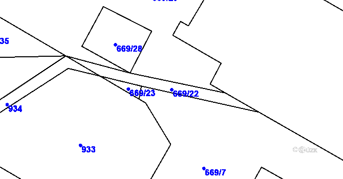 Parcela st. 669/22 v KÚ Nosálov, Katastrální mapa