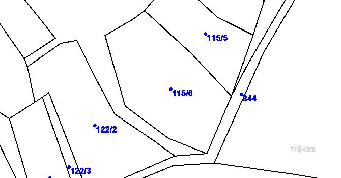 Parcela st. 115/6 v KÚ Nosálov, Katastrální mapa