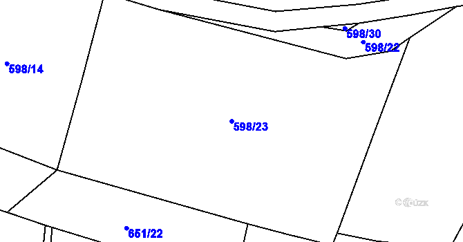 Parcela st. 598/23 v KÚ Nosálov, Katastrální mapa