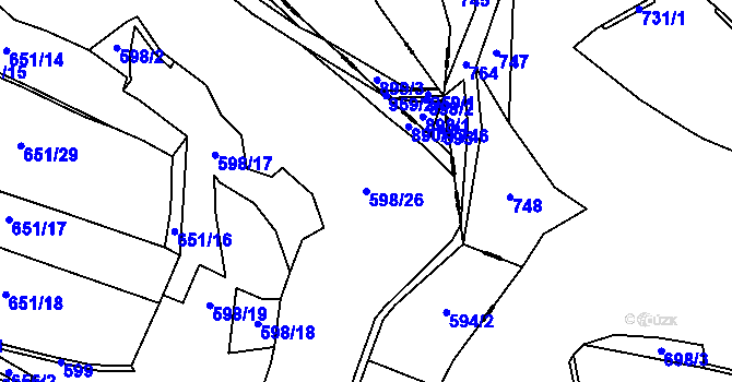 Parcela st. 598/26 v KÚ Nosálov, Katastrální mapa