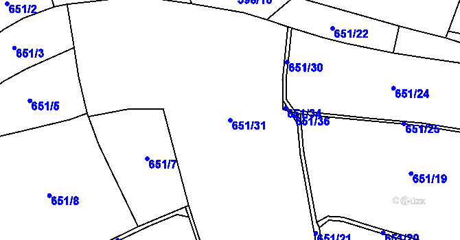 Parcela st. 651/31 v KÚ Nosálov, Katastrální mapa