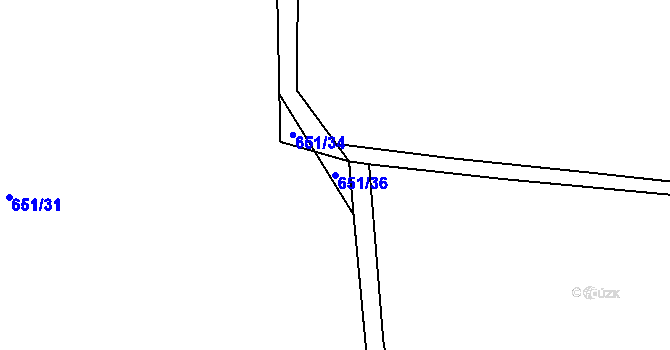 Parcela st. 651/36 v KÚ Nosálov, Katastrální mapa