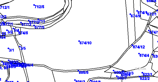 Parcela st. 674/10 v KÚ Nosálov, Katastrální mapa