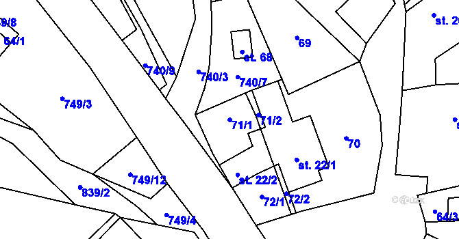 Parcela st. 71/1 v KÚ Nosálov, Katastrální mapa
