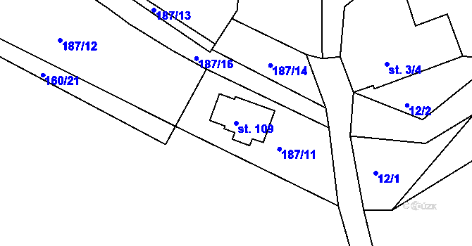 Parcela st. 109 v KÚ Květuš, Katastrální mapa