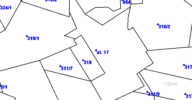 Parcela st. 17 v KÚ Nosetín, Katastrální mapa